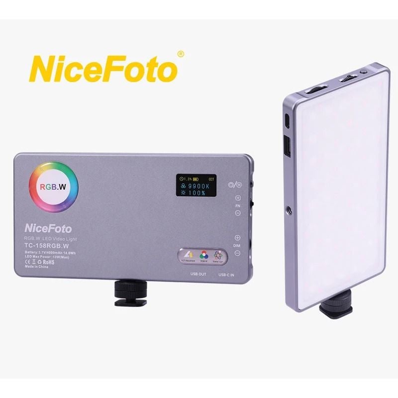 NiceFoto T158rgbw Small RGB LED Light 2500k-9900k Bi-Color Cri95 Tlci95 Fill Light Panel for Live Streaming and Video Conferencing - Image 4
