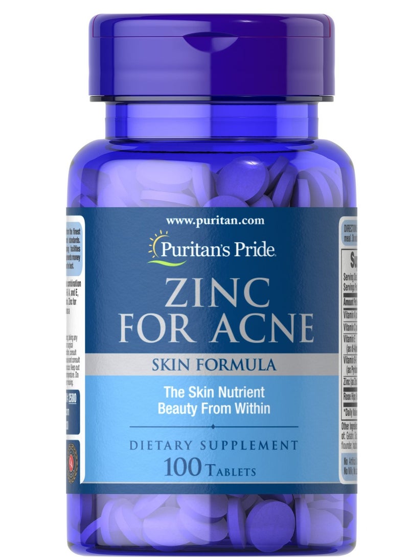 بوريتانز برايد زنك لعلاج حب الشباب من بيوريتانز برايد 100 مضغوطة - Image 1