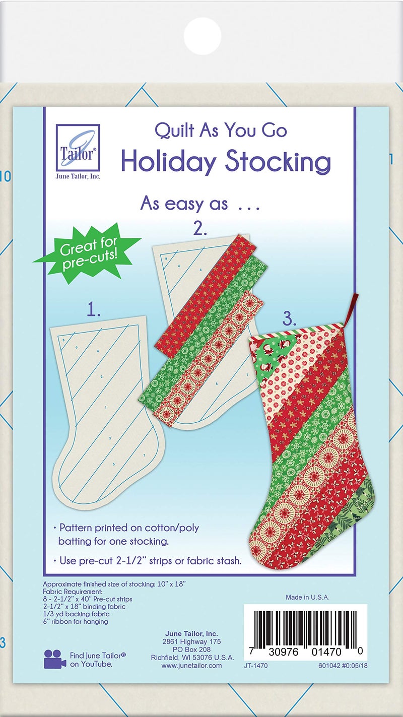 June Tailor Quilt As You Go Holiday Striped Stocking -- 1/pack, Off White - Image 2