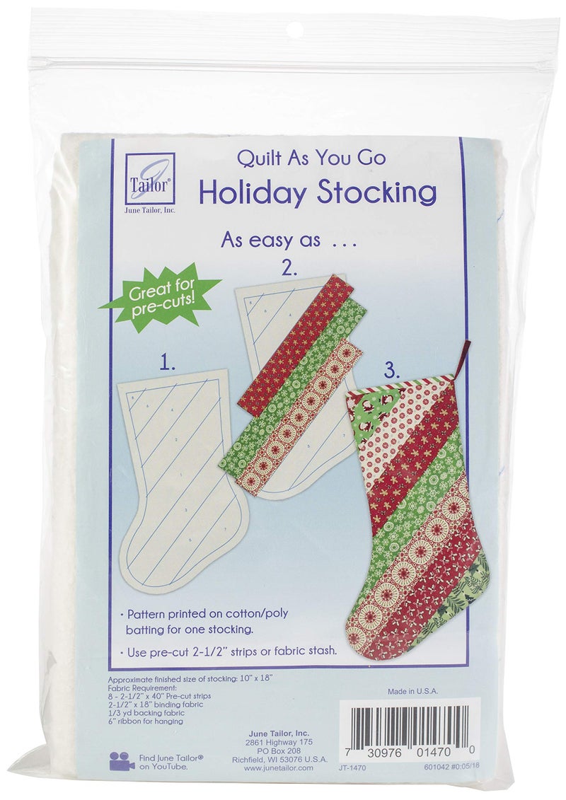 June Tailor Quilt As You Go Holiday Striped Stocking -- 1/pack, Off White - Image 1
