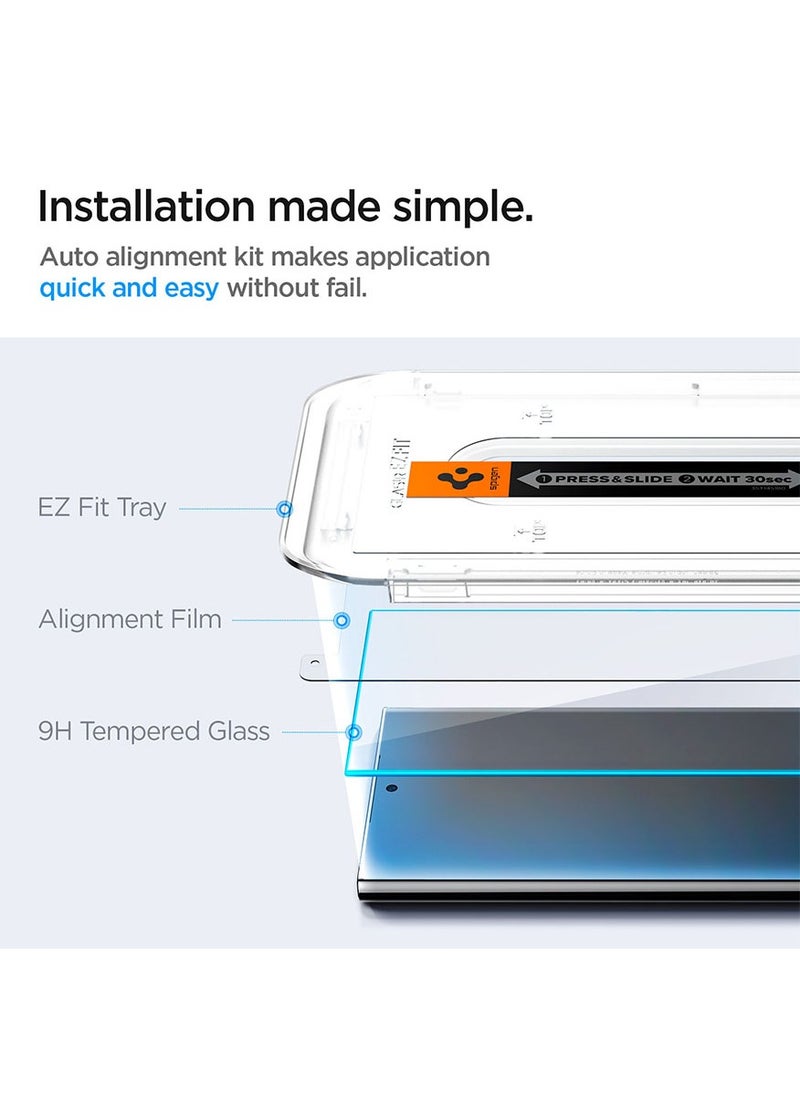 Spigen - Glastr Ez Fit HD for Samsung Galaxy S24 ULTRA Tempered Glass Screen Protector [2 Pack] with Easy Install Tray - Image 1