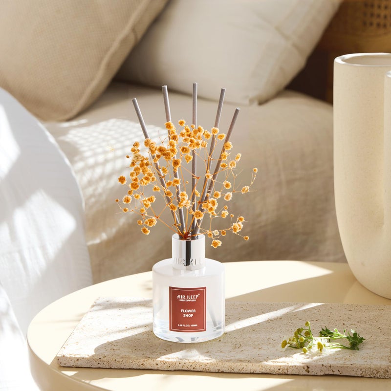 Airkeep Reed Diffuser Set,3.38 fl oz (100 ml) - Flower Shop Oil Diffusers with 8 Reed Sticks, Home Fragrance Reed Diffuser for Bathroom Shelf Decor - Image 4