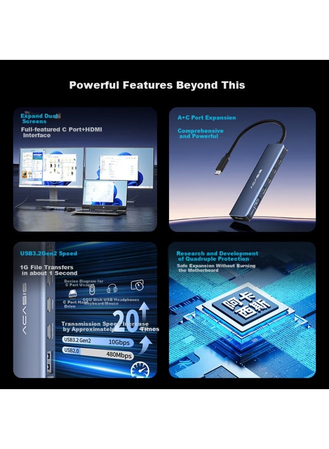 Acasis Type-c Docking Station Usb-c To Hdmi 4k60hz Multi-screen Full-featured C Video Port 10g Adapter Thunderbolt Mac Expansion 0.25m Hb-0101 - Image 1