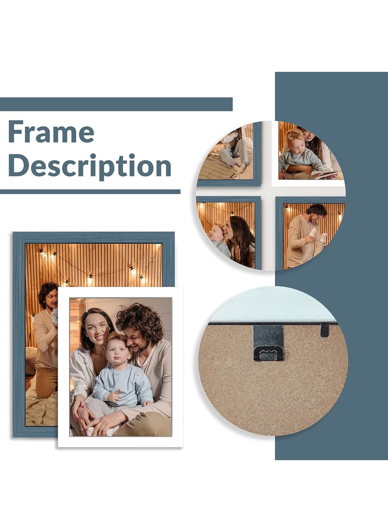 Art Street Art Street Large Collage Wall Photo Frame Individual Picture Frame Set For Living Room, Decorative Wall Hanging Home Decor - Set Of 10 (4x6, 5x7, 6x8, 8x10 Inch, White-Blue)  - Image 3