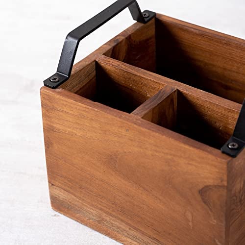 nestroots Wooden Spoon Stand & Napkin Holder for Kitchen | 7 Inch Brown Cutlery & Tissue Organizer for Dining Table | Stylish & Functional Kitchen Décor - Image 3