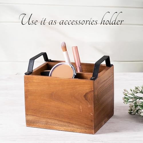 nestroots Wooden Spoon Stand & Napkin Holder for Kitchen | 7 Inch Brown Cutlery & Tissue Organizer for Dining Table | Stylish & Functional Kitchen Décor - Image 4