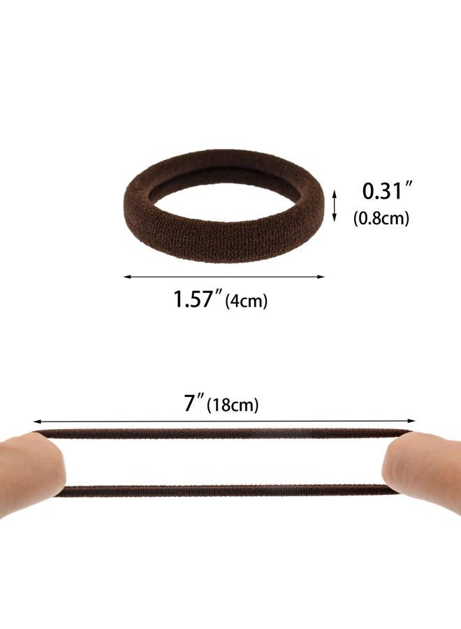 PIDOUDOU 100 Pack Seamless Hair Ties for Women Girls Ponytail Holders for Thick Hair (Dark Brown) - Image 4