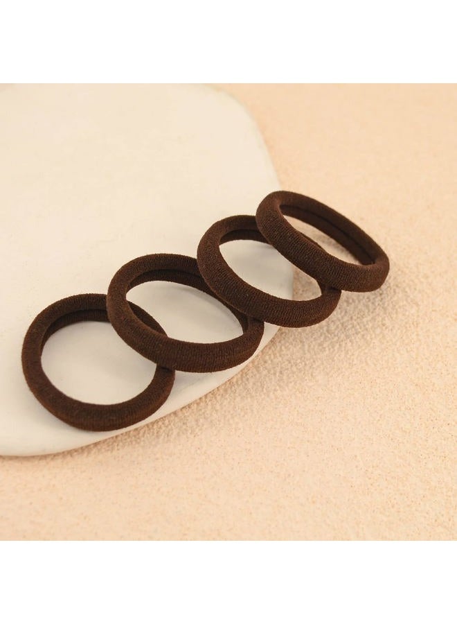PIDOUDOU 100 Pack Seamless Hair Ties for Women Girls Ponytail Holders for Thick Hair (Dark Brown) - Image 5