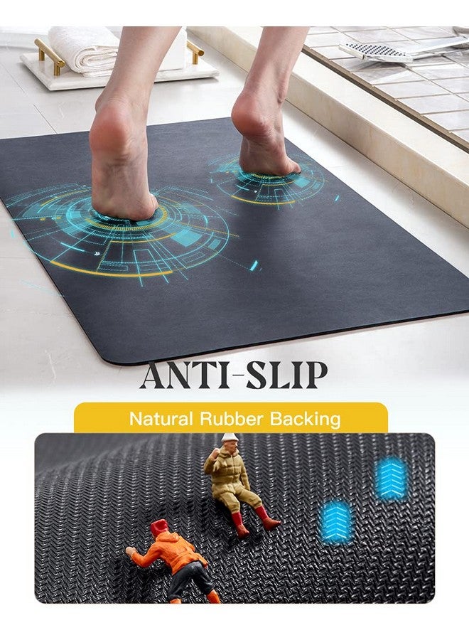 MontVoo -Bath Mat Rug-Rubber Backing Non Slip Quick Dry Absorbent Thin Bathroom Rugs Fit Under Door-Faux Suede Surface Bathroom Floor Mats-Shower Rug for in Front of Bathtub Shower Navy 16"x24" - Image 5