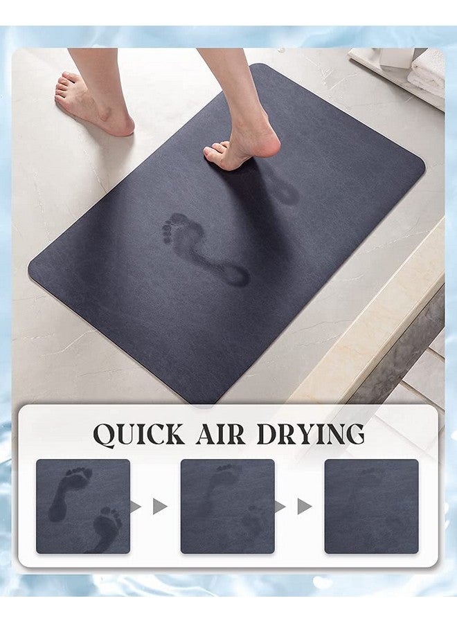 MontVoo -Bath Mat Rug-Rubber Backing Non Slip Quick Dry Absorbent Thin Bathroom Rugs Fit Under Door-Faux Suede Surface Bathroom Floor Mats-Shower Rug for in Front of Bathtub Shower Navy 16"x24" - Image 2