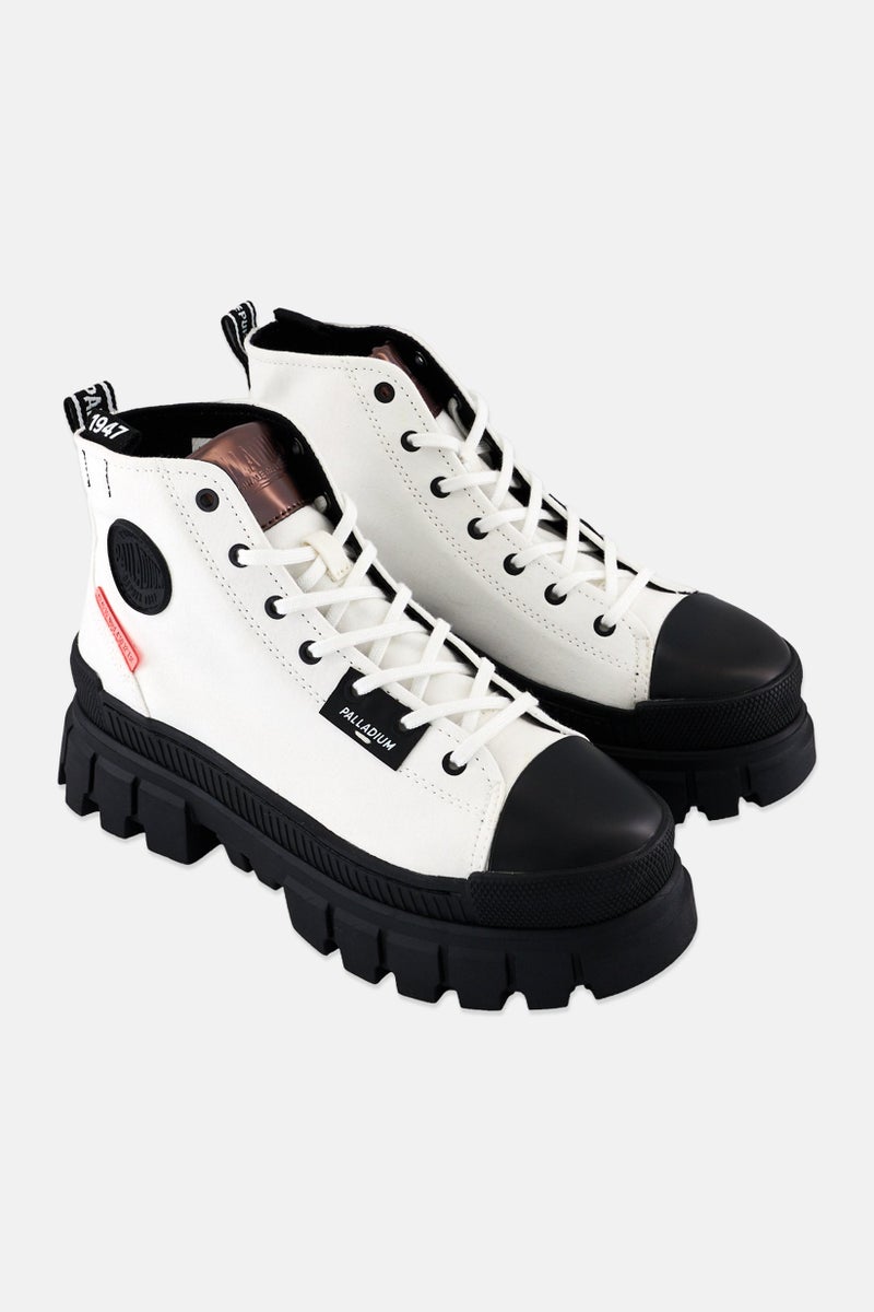 PALLADIUM حذاء كاحل نسائي ريفولت هاي تي إكس مزود بأربطة، أبيض - Image 1