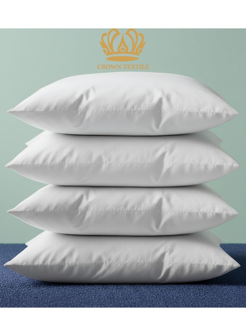 CROWN TEXTILE (4 pieces) 100% soft cotton pillowcase, 1000g weight, with microfiber filling - Image 1