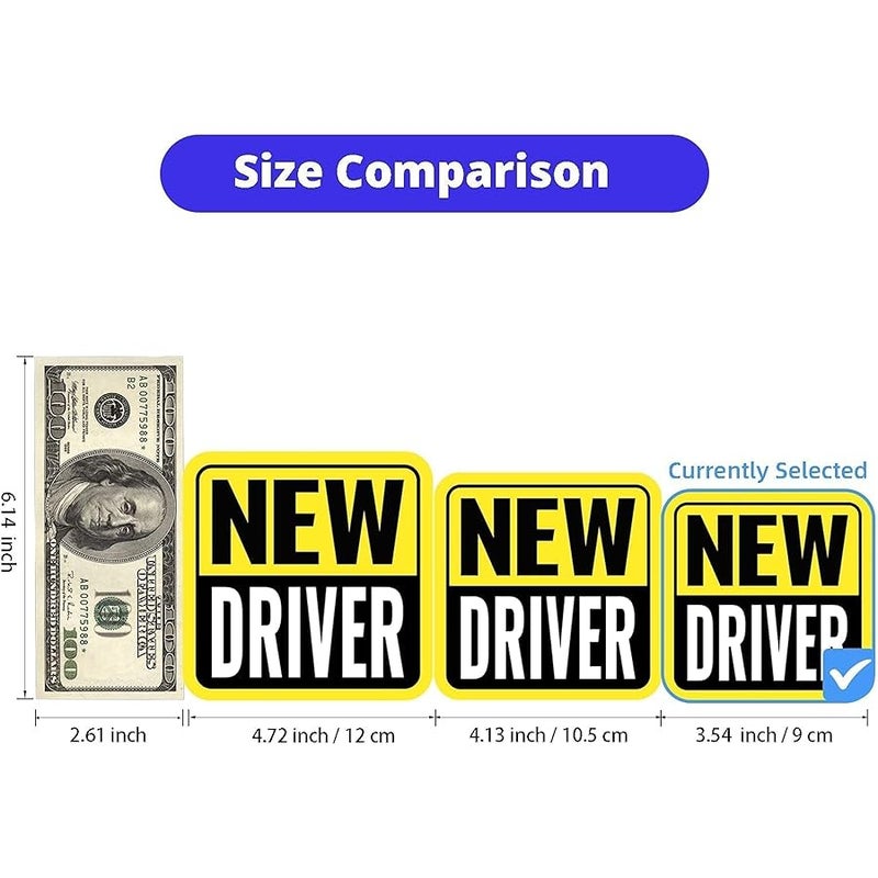 Woyinger Safe Drive Student Driver Magnet, High-Visibility New Driver Magnet for Car, Durable Automotive Exterior Accessories with Reflective Stripes, 2-Pack (Yellow/Black-New) - Image 2