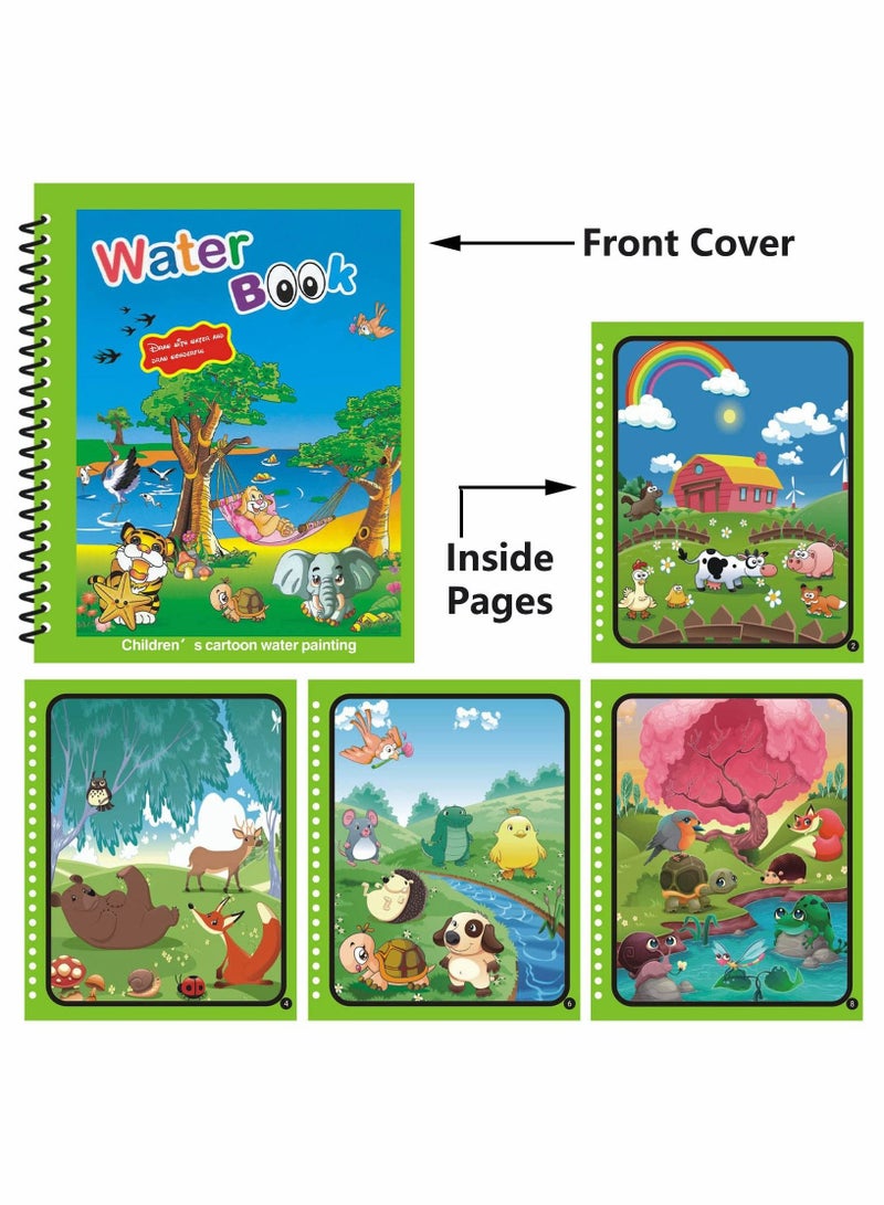 SYOSI Water Coloring Book, Mess Free Reusable Coloring Book with Water Reveal Activity Pad, Drawing Toys Educational, Includes Magic Pen - Image 4