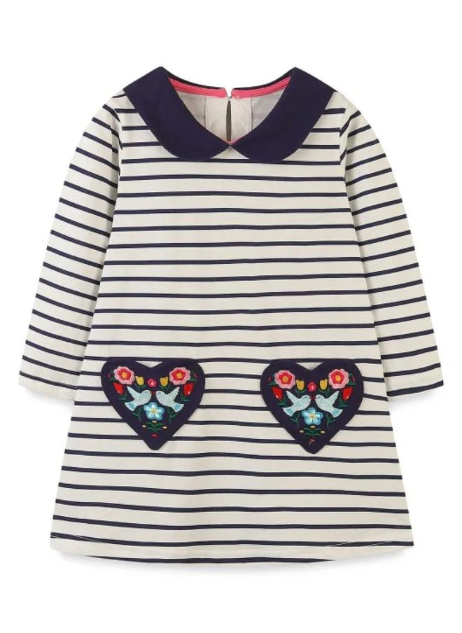 YUNIQEE Black A-Line Peter Pen Collar Striped Dress