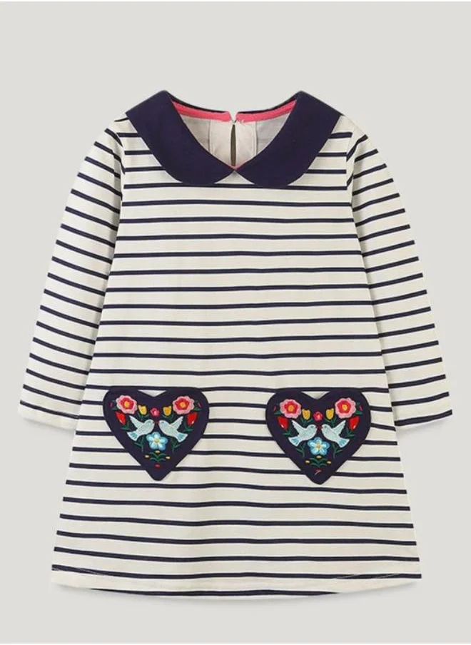 YUNIQEE Black A-Line Peter Pen Collar Striped Dress