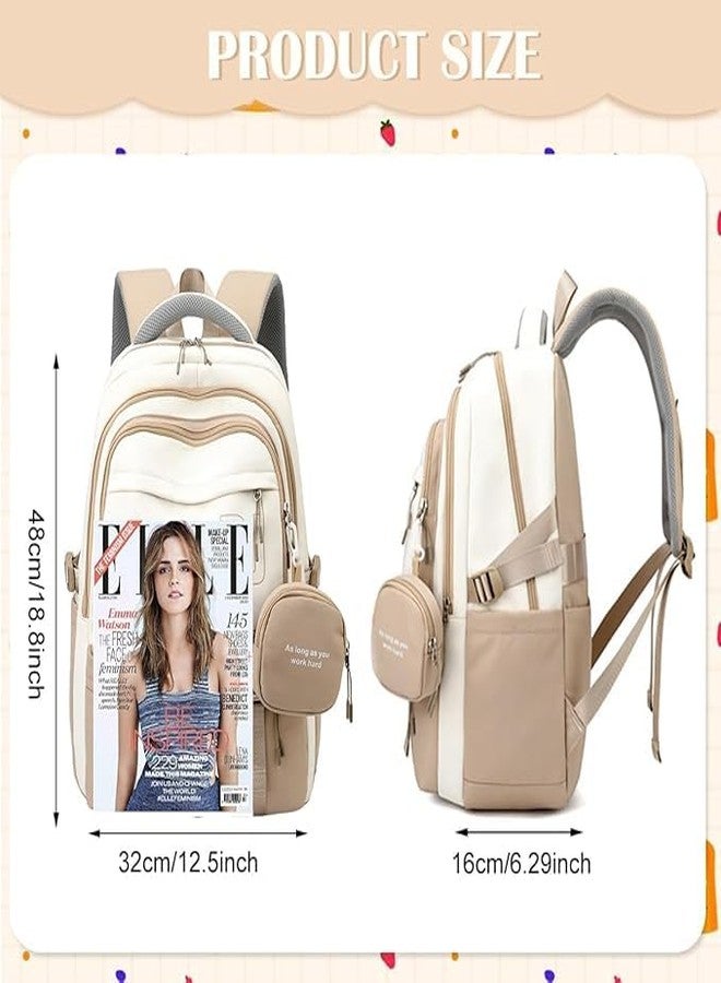 VALUEVIBES Women’s Backpack with Small Zipper Pouch | 18.1 Inch College & Laptop Bag with Cute Accessory | Lightweight Bookbag for School, Travel & Daily Use - Image 4
