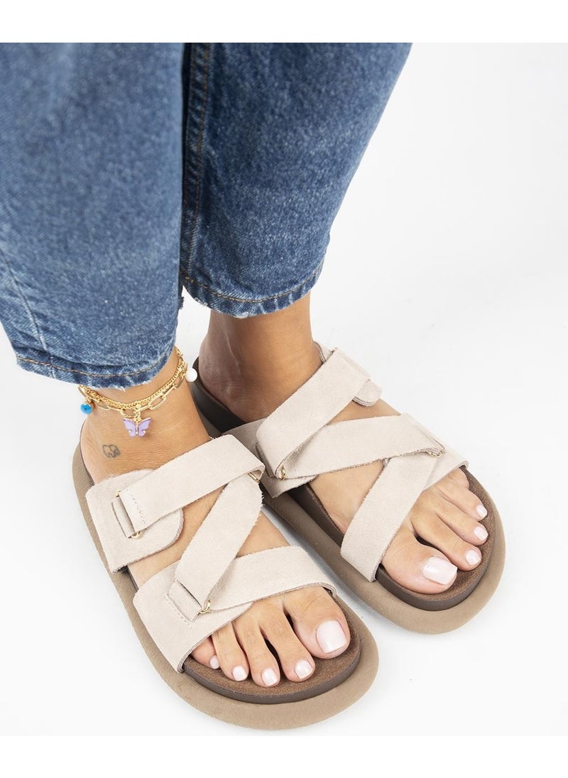 Manijero Tulipan Women's Leather Slipper Beige  - Image 3