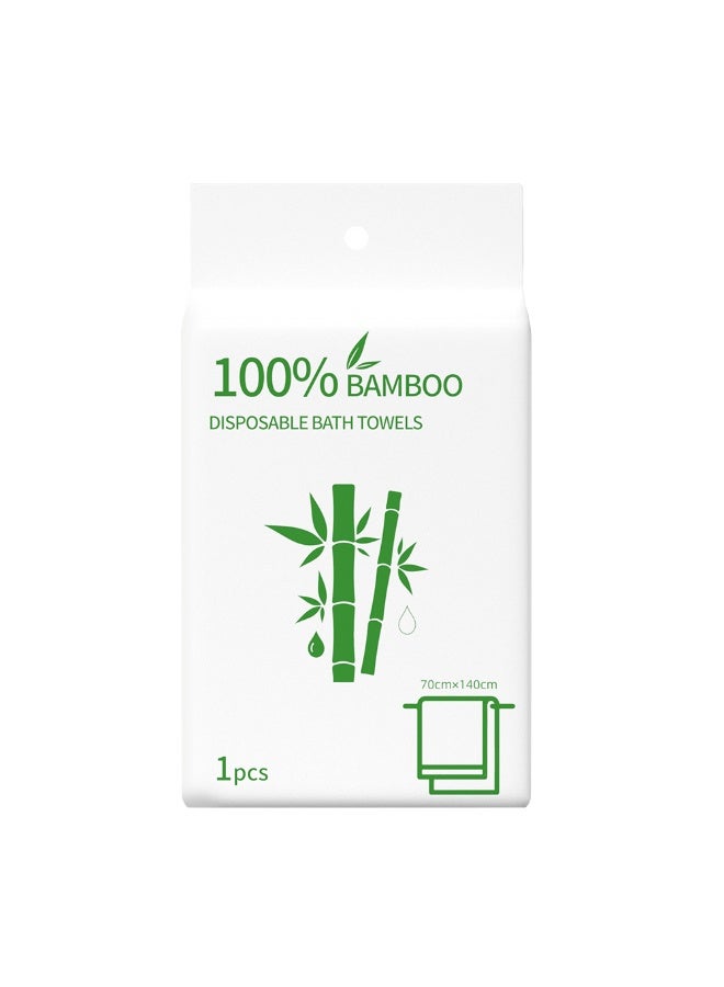 2-Pack Disposable Bamboo Fiber Bath Towels, 70 x 140 cm, Individually Wrapped, Soft & Absorbent for Travel, Hotel, Gym and Camping - Image 1