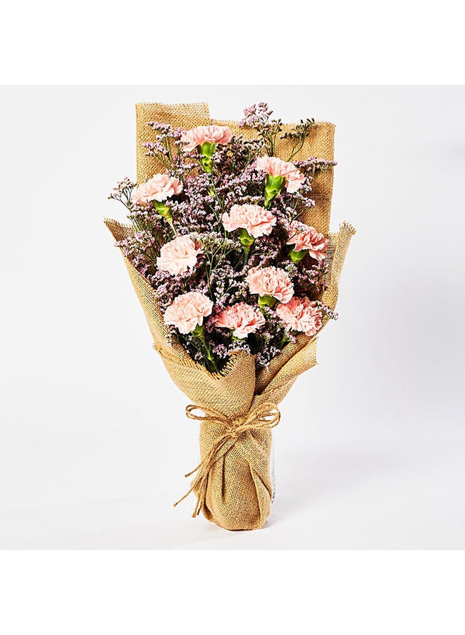 Ferns N Petals Lovely Pink Carnations Bouquet - Image 1