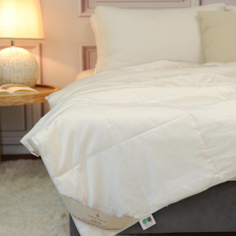 CUDDLE DREAMS Wool Comforter Duvet Insert, 100% Australian Wool Filling with Soft Noiseless Cotton Shell, Natural Warmth (Lightweight for Summer, Queen) - Image 1