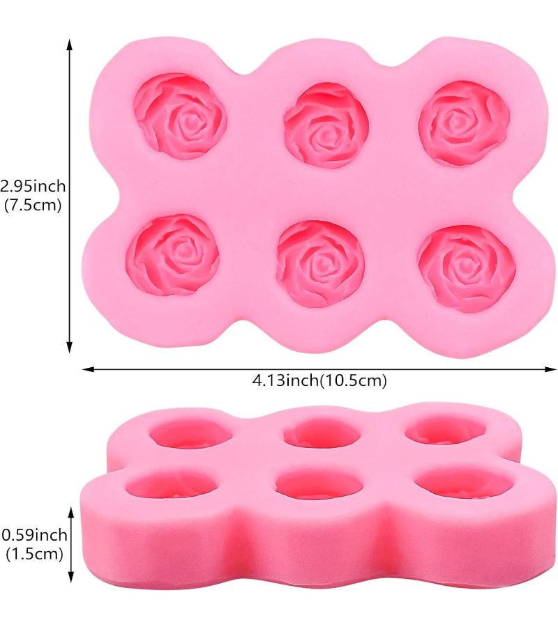 2pcs Rose Silicone Fondant Molds 6 Cavity Flower Cake Resin Baking Tool - Image 3