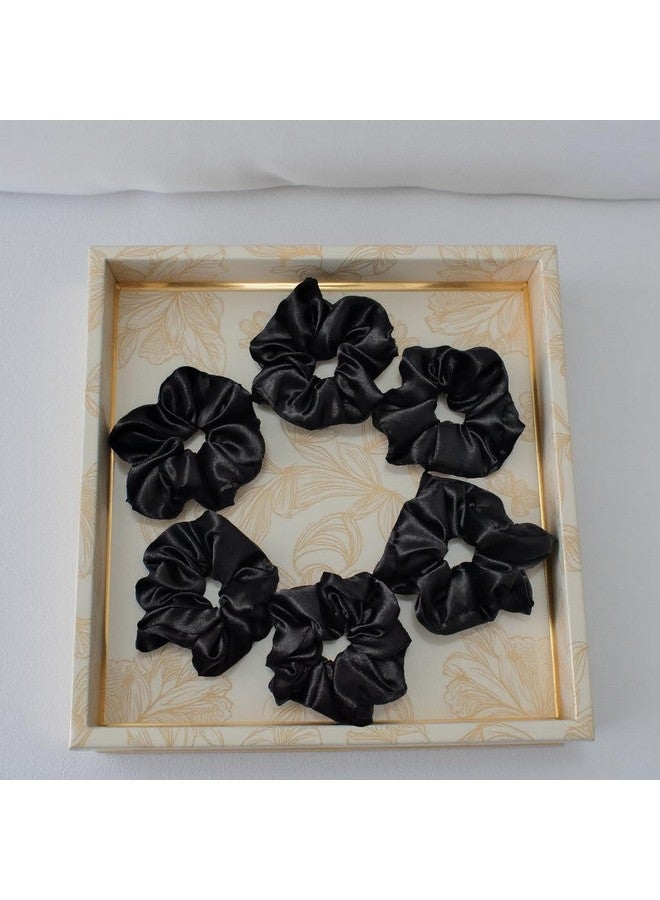 MATRIXO 6 Packs Satin Hair Scrunchies for Women and Girls, satin Soft Scrunchy Hair Bands for Hair Accessories,satin srunchies (Black - Pack of 6) - Image 5