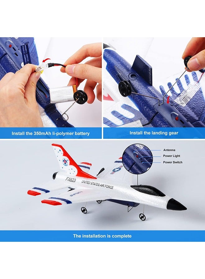 RC Airplane 2.4GHz 2 Channel Remote Control Plane with Gyro and 3 Batteries (30 Mins), Easy to Fly F-16 Model Gift for Adults, Beginners and Advanced Kids  - Image 5