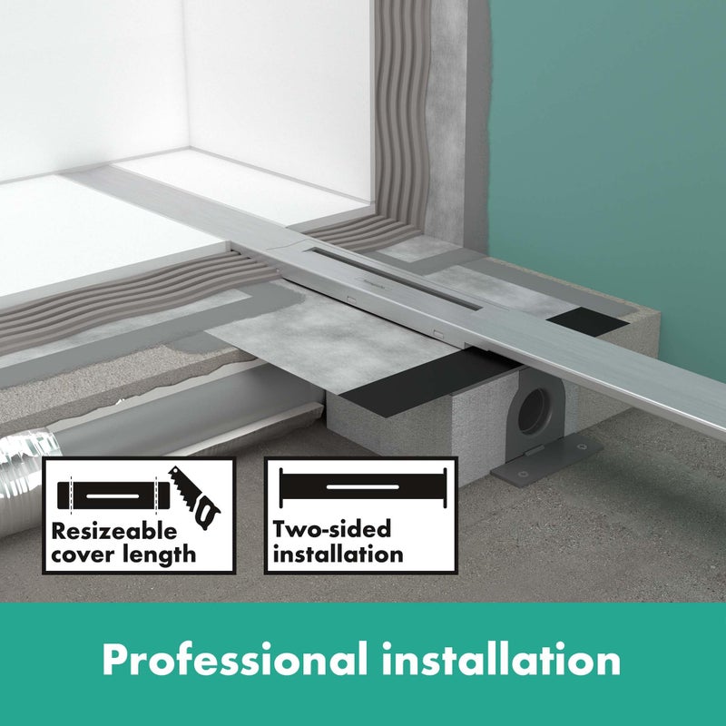 Hansgrohe 56051800 RainDrain Flex Drain 800 Can be Shortened for Wall Mounting Brushed Stainless Steel Complete set shower channel, Large(Size Label:X-Large) - Image 5