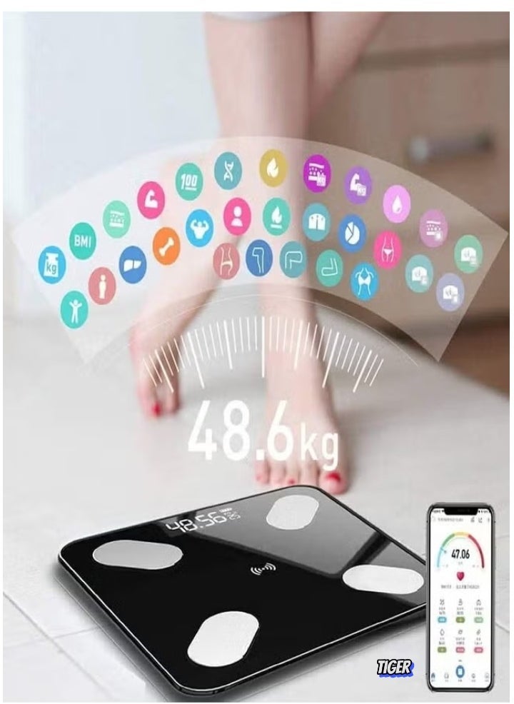 TIGER Bluetooth Electronic Weighing Scale – Body Composition Monitor with Smartphone App, Accurate Measurement of Weight, BMI, Muscle Mass & More, Ideal Health Tracker & Gift for Family - Image 1