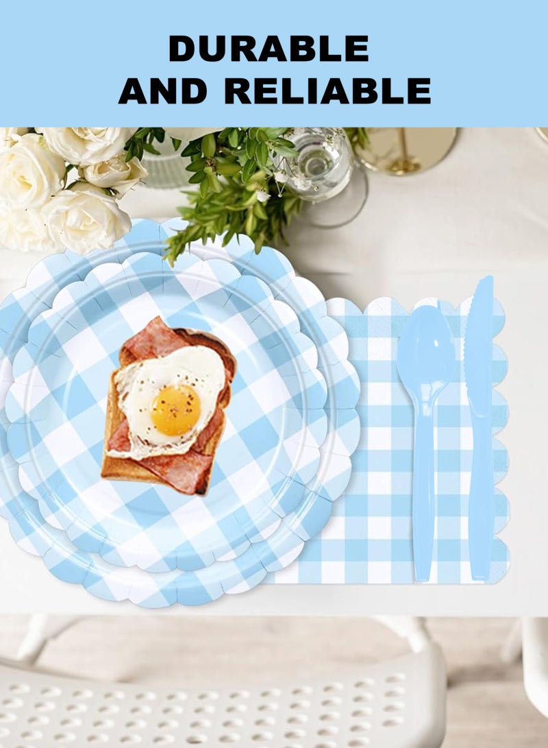 HomarKet 200 Pcs Disposable Paper Plates and Napkins,25 Guest Party Supplies Dinnerware Set Include Scalloped Paper Plates Napkin Cup Straw Plastic Spoon Fork Knive for Party,Wedding,Birthday - Image 3