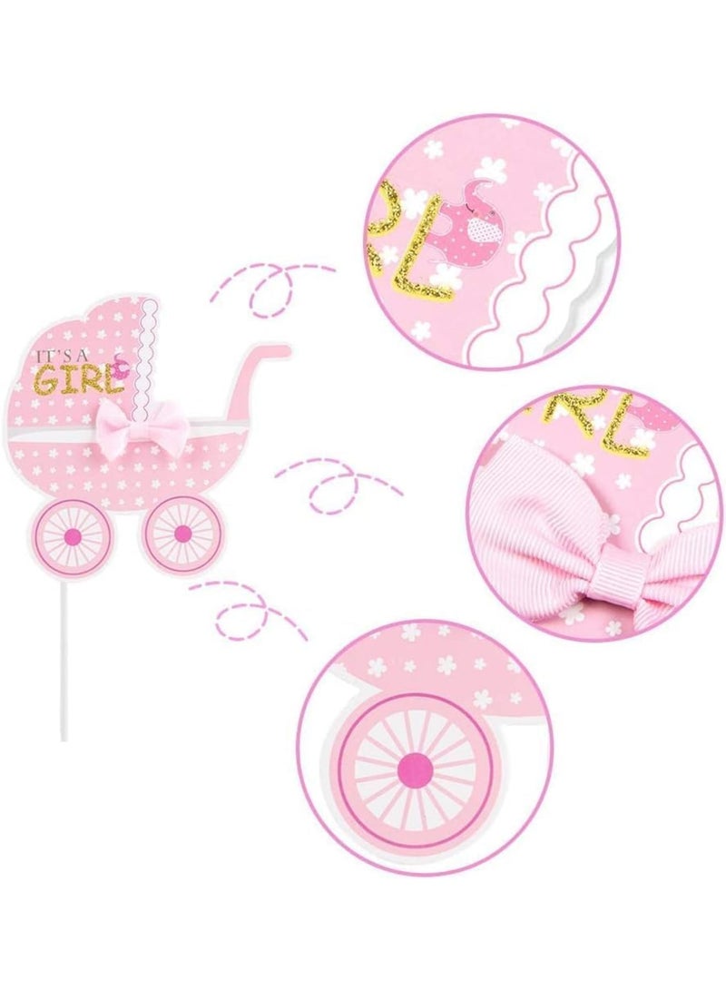 SYOSI Girl Baby Shower Photo Booth Props Pink and Gold Lovely Photobooth Props with Sticks for Baby Shower Accessories, Newborn Girl Gift Party Supplies (20 Pcs,Pink & Gold) - Image 2