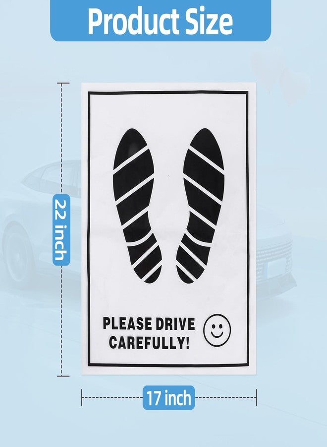 ToiULik 100 Pcs Paper Car Floor Mats - 20"x16" Disposable Auto Floor Pads with Footprint Words | Bulk White Kraft Paper Mats for Car Detailing Supplies, Dealerships & Vehicle Protection - Image 2
