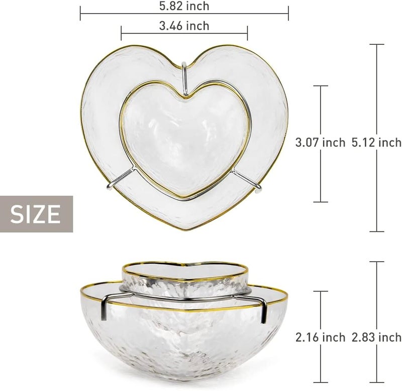DUEBEL Glass Caviar Dish, Gold-plating Edge Heart Shape Caviar Server Set Plus 2 pcs. x Mother of Pearl Spoon – Caviar Chiller, Shrimp Serving Chiller for Bar, Restaurant, Catering Events - Image 4