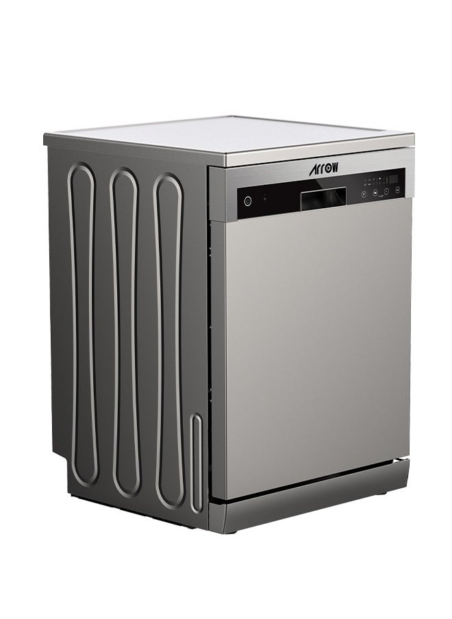 Arrow - 14 Place Settings Dishwasher, 6 Programs, Digital Touch Screen, Electric Rinse Aid Indicator, Child Lock, Stainless Steel Filter, Energy Efficient with Hidden Heating Element | Model: RO-14GDWS - Image 1
