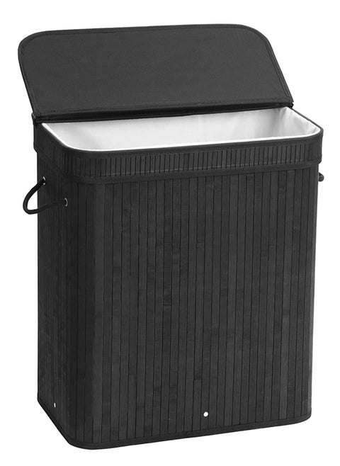 Foldable Bamboo Laundry Clothes Basket, Home Storage Organizer, Laundry Hamper and Collapsible Storage Dirty with Lid, Cord Handle, Removable Liner Bag