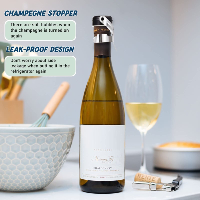 Chengu Stainless Steel Champagne Stoppers 2.71 x 1.93 Inch Wine Bottle Stoppers Sealer Reusable Champagne Cork Bottle Plug Beverage Bottle Stopper for Keeping Wine Fresh(12 Pieces) - Image 5