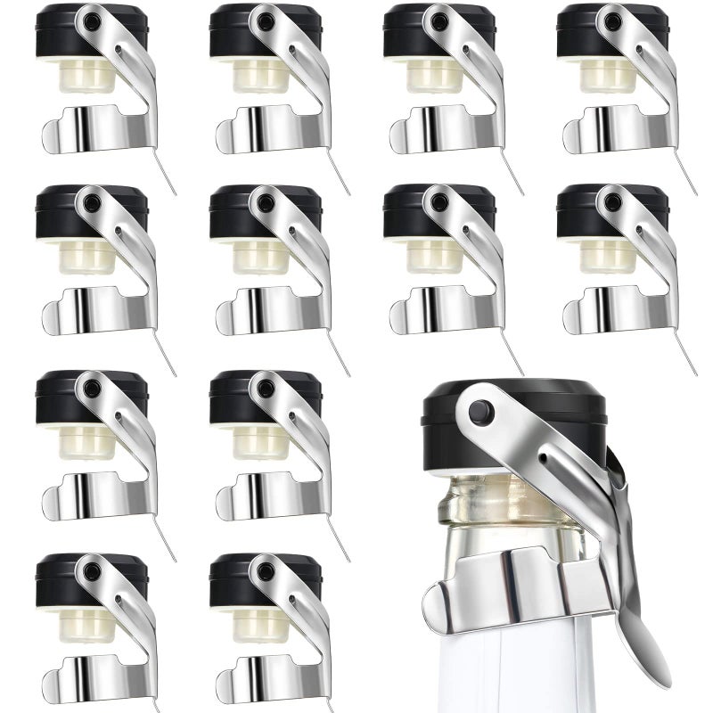Chengu Stainless Steel Champagne Stoppers 2.71 x 1.93 Inch Wine Bottle Stoppers Sealer Reusable Champagne Cork Bottle Plug Beverage Bottle Stopper for Keeping Wine Fresh(12 Pieces) - Image 1