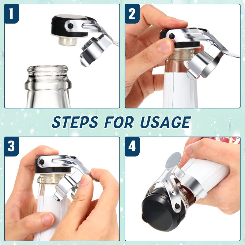 Chengu Stainless Steel Champagne Stoppers 2.71 x 1.93 Inch Wine Bottle Stoppers Sealer Reusable Champagne Cork Bottle Plug Beverage Bottle Stopper for Keeping Wine Fresh(12 Pieces) - Image 4