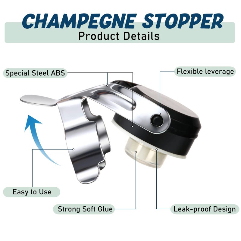 Chengu Stainless Steel Champagne Stoppers 2.71 x 1.93 Inch Wine Bottle Stoppers Sealer Reusable Champagne Cork Bottle Plug Beverage Bottle Stopper for Keeping Wine Fresh(12 Pieces) - Image 3