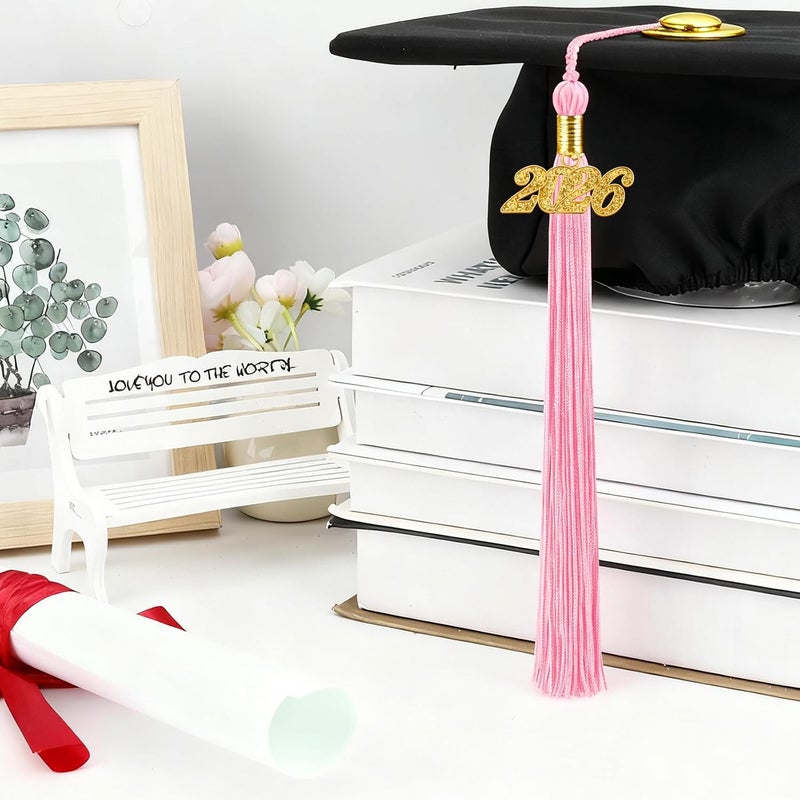 RHOttbiy 2026 Graduation Tassel, 2026 Tassel Graduation, 2026 Tassels for Graduations Cap with 2026 Year Gold Charms for Graduate Cap, Pink Graduations Tassels for Class of 2026 Graduate Ceremonies Accessories - Image 5