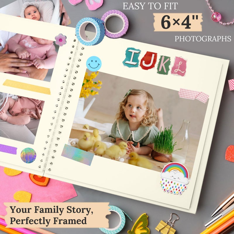 Hiwhy Scrapbook 7x7 Inch DIY Scrapbook Album Hardcover Kraft Paper Scrap Book Photo Albums 40 Pages Perfect for 4x6 / 5x7 Photos Memory Book for Family, Wedding - Image 3