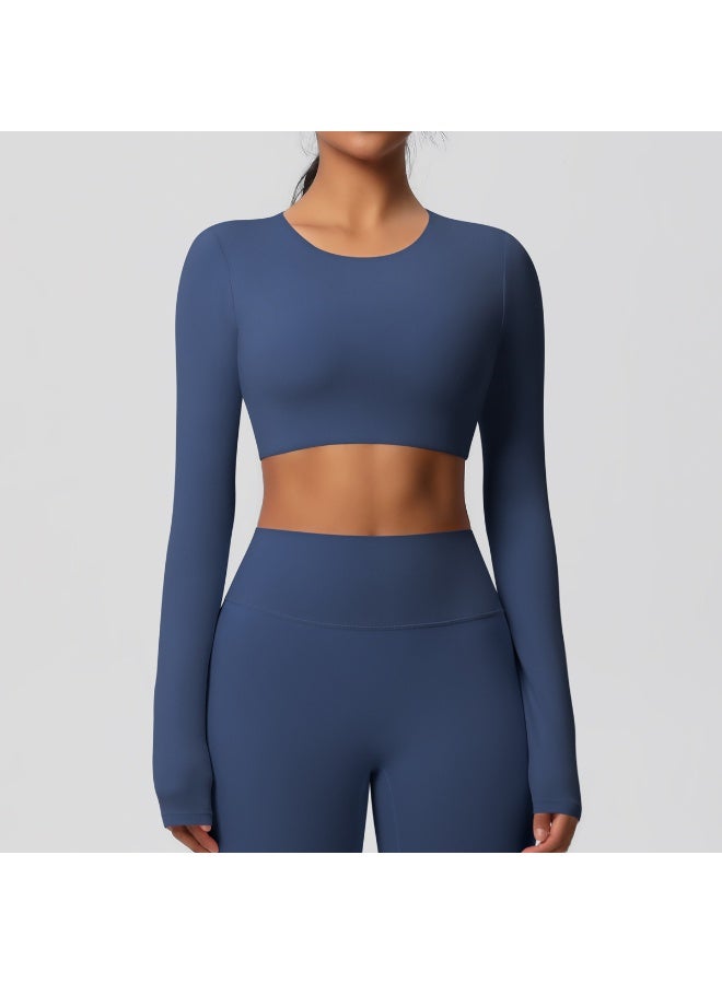 Yoga Shirts For Women Long Sleeve With Padded Fitness Running Gym Clothes Workout Dry Fit Breathable High Elastic Sports Top - Image 2