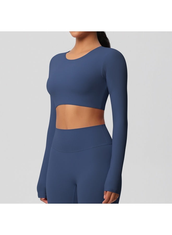 Yoga Shirts For Women Long Sleeve With Padded Fitness Running Gym Clothes Workout Dry Fit Breathable High Elastic Sports Top - Image 3