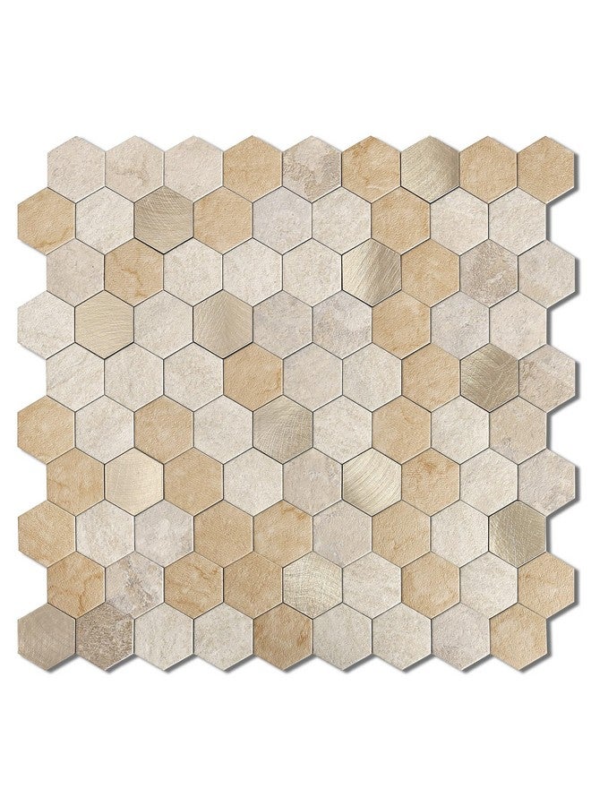 Benice BeNice Peel and Stick Backsplash Kitchen Tile,Shower Backsplash Waterproof Tile Stickers Hexagon Tile Bathroom Stick Tiles 10sheets Brown Mix  - Image 1