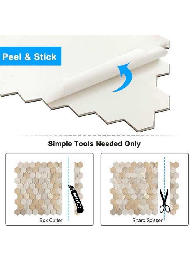 Benice BeNice Peel and Stick Backsplash Kitchen Tile,Shower Backsplash Waterproof Tile Stickers Hexagon Tile Bathroom Stick Tiles 10sheets Brown Mix  - Image 5