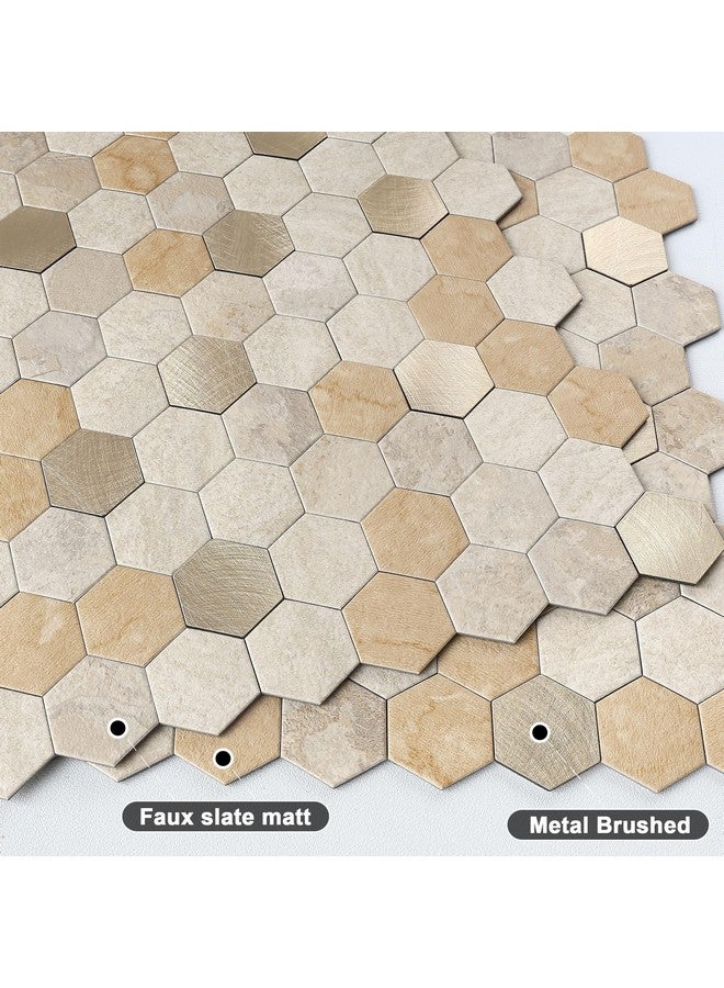 Benice BeNice Peel and Stick Backsplash Kitchen Tile,Shower Backsplash Waterproof Tile Stickers Hexagon Tile Bathroom Stick Tiles 10sheets Brown Mix  - Image 2