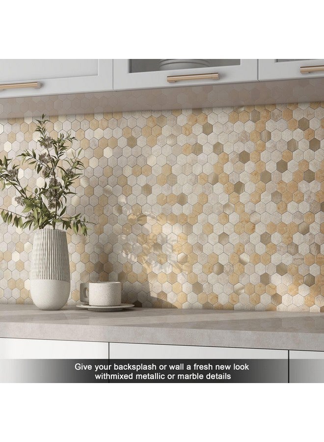 Benice BeNice Peel and Stick Backsplash Kitchen Tile,Shower Backsplash Waterproof Tile Stickers Hexagon Tile Bathroom Stick Tiles 10sheets Brown Mix  - Image 3