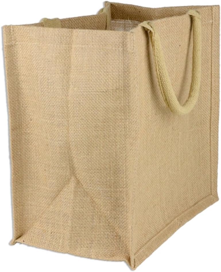 TBF Pack of 12 JuteBurlap Tote Bags Soft Cotton Handles Laminated Interior Medium Natural - Image 2