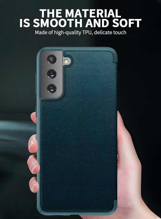 GROIC For Samsung Galaxy S23 5g 6.1 Inch Phone Case, Leather Case with  Window, Magnetic Flip Cover, Half Window Stand Phone Shell Green - Image 2